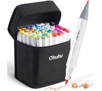 Brush Marker Pens 48 Colour, Ohuhu Dual Tip Brush & Chisel Sketch Art Pens for