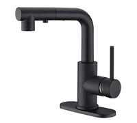 Brush Nickel Bar & Prep Sink Faucet with Pull Out Spray, Mini Bar Kitchen Sink Faucet, Black