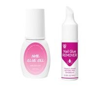 Brush On Nail Glue Extra Strong - False Nail Remover Kit - Quick Dry Nail Bond Adhesive For Press Ons Fake Nail - Fast Removal Gentle Nail Glue Remover Without Acetone (10g+10ml)