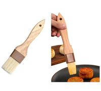 Brush-Pastry,Cooking Brushes with Natural Bristles,Beech Wood Handle - Practical Kitchen Tools Perfect for Spreading Butter, Oil, Marinades (Wood Color,Medium: 20.5 * 4cm)