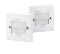 Brush Plate Cable Pass Through Wall Plate - White Single Gang Outlet Cover for HDMI, TV, Ethernet & Speaker Wires, Clean Cable Management Faceplate