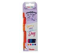 Brush Sign Pen Wallet, 4 pens, Orange, Pink, Sky Blue & Violet, (1 of each)