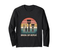 Brush Sip Repeat Paint and Sip Artist Art Long Sleeve T-Shirt