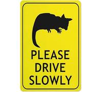 Brush Tail Possum Please Drive Slowly Aluminum Multicolor Warning Metal Sign Aluminum Signs for Outdoors Use Yard Farm Fence Home Wall Decor 8x12 inch