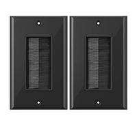 Brush Wall Plate, BNPUHIU Single Gang Wall Plate with Brush, Cable Pass Through for Home Office/AV/HDMI/Phone Wires - 2 Pack Black