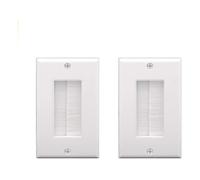 Brush Wall Plate Cable Pass Through Insert For Wires Single Gang White Faceplate