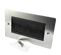 Brush Wallplate Double Gang Stainless Steel with Black Brushes