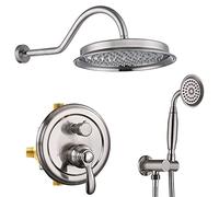 Brushed 2-Way Concealed Shower Mixer Set with Rainfall Shower Head Hose & Holder - Modern Bathroom Shower System for Ultimate Relaxation & Style