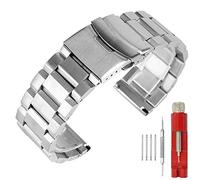 Brushed 24mm Watch Band Stainless Steel The Band Watch Bands Safety Deployment Clasp Replacement Strap Men's Watch Bands Silver