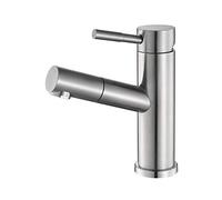 Brushed 304 Stainless Steel Bathroom Sink Faucet PullDown Dual Function Mixer T Single Handle ty Basin Faucet with Sprayer Modern Bathroom Fixtures
