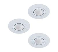 Brushed Aluminium Round 3-Pack Flush Ceiling Downlights With Gu10 Bulbs