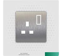 Brushed Aluminium Silver Effect Vinyl UK Light Switch & Plug Socket Stickers, Childs Bedroom Nursery Decorating (Single Plug Socket)