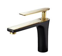 Brushed Basin Taps Mixers Full Copper Hot Cold Faucet Single Handle Control Elegant Black Gold Design for Luxury Hotel & Home Bathrooms