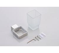 Brushed Bathroom Hardware Set Robe Hook Towel Rail Bar Rack Bar Shelf Tissue Paper Holder Toothbrush Holder Single Towel Bar As shown (Glass Shelf As shown)