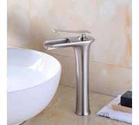 Brushed Bathroom Sink Mixer Tap Single Hole Waterfall Faucet for High Sin Modern Design Easy Installat and Slish Bathroom Fixture