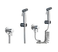 Brushed Bidet Faucet Stainless Steel Handheld Bidet Sprayer Set Toilet Sprayer Bidet Faucet Single Cold Water Tap Accessory(Without Valve(3PCS))