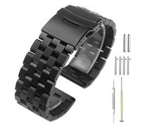 Brushed Black 316L Solid Stainless Steel Watch Band Strap 20mm/22mm/24mm Double Locking Clasp Mens