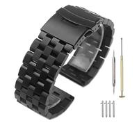 Brushed Black 316L Solid Stainless Steel Watch Band Strap 20mm/22mm/24mm Double Locking Clasp Mens