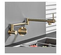 Brushed Black Brass Pot Filler Faucet - Wall Mounted Kitchen Tap Single Cold Rotating Folding Spout Modern Design for Easy Cooking and Cleanup