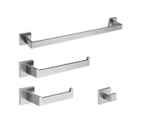 Brushed Black Bronze 4-Piece Bathroom Accessories Set - Polished Mirror Towel Bar Toilet Paper Holder Robe Hook and Towel Rack for Elegant Bathroom Decor