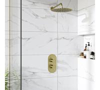 Brushed Brass 1 Outlet Wall Mounted Thermostatic Mixer Shower Set - Arissa