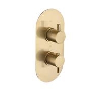 Brushed Brass 2 Outlet Concealed Thermostatic Shower Valve with Dual Control - Arissa