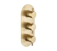 Brushed Brass 2 Outlet Wall Mounted Thermostatic Mixer Shower Set With Hose - Arissa