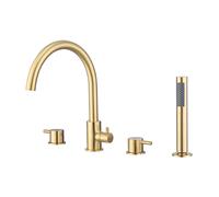 Brushed Brass 4 Hole Bath Shower Mixer Tap - Arissa