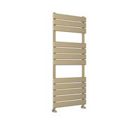 (Brushed Brass, 500mm W x 1200mm H) Richmond Heated Towel Rail Black / Brushed Brass Flat Panel Bathroom Towel Radiator