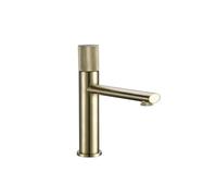 Brushed Brass Basin Faucet Mixer Tap, Hot & Cold, Deck Mount, Single Knurled Handle, One Hole, Swivel Knob Design for Bathroom Washbasin - Modern &