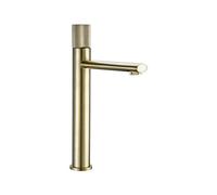 Brushed Brass Basin Faucet Mixer Tap, Hot & Cold Water, Single Knurled Handle, Deck Mount, Swivel Design for Bathroom Sink, One Hole Inllat