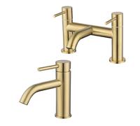 Brushed Brass basin tap and bath filler tap pack - Arissa