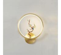 Brushed Brass Circular Wall Lights LED Chinese Enamel Wall Lamps Bedroom Study Wall Light, Ceiling Chandelier