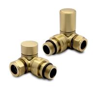 Brushed Brass Corner Modern Standard Rounded Radiator Towel Rail Valves Central Heating (Pair) 1/2" BSP