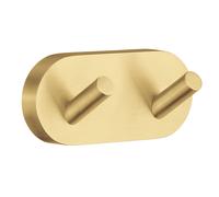 Brushed Brass Double Towel Hook Wall Mounted Bathroom Storage Smedbo UK Gold One Size