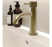 Brushed Brass Fluted Mono Basin Mixer Tap with Waste - Arissa