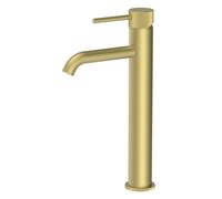 Brushed Brass Fluted Tall Mono Basin Mixer Tap - Arissa
