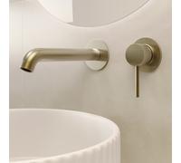Brushed Brass Fluted Wall Mounted Basin Mixer Tap - Arissa