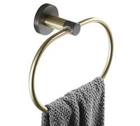 Brushed Brass Gold Bathroom Hardware Set with Towel Bar Toilet Paper Holder Clothes Hook Soap Rack and Storage Rack Modern Bathroom Accessories for Towel Organization and Storage