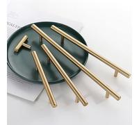 Brushed Brass Kitchen Cabinet Knobs and Handles Pure Copper Drawer Dresser Pulls Tbar Cupboard Wardrobe Door Handles Modern 2Pack (2,Hole CC 320mm)
