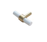 Brushed Brass Kitchen Cabinet Pulls - T-Bar Drawer Knobs & Handles for Bedroom Furniture - 96mm & 128mm Hole Distance - Stylish Hardware Upgrade (Blue，White Single Hole)