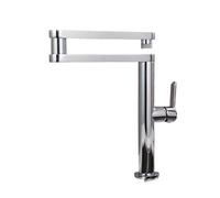 Brushed Brass Kitchen Faucet - Foldable Pot Filler Tap, Deck Mounted Hot & Cold Sink Faucet with Rotating Spout, Space-Saving Design for Modern Kitchens, Stylish & Functional
