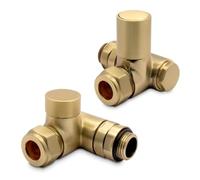 Brushed Brass Manual Standard Dual Fuel Valves for Towel Rails (Pair)
