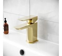 Brushed Brass Modern Cloakroom Square Basin Mono Mixer Tap Nes Home Beige One Size