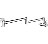 Brushed Brass Pot Filler FaucetWall Mount Commercial Kitchen Tap with Swing Arms Single Cold Water Double Joint Sl esign for Home & Restaurant Use