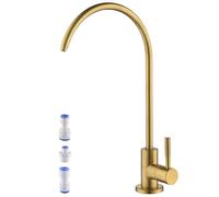 Brushed Brass Reverse Osmosis Filtered Water Faucet, PargaDeco R.O. Water Filter Faucet for Kitchen Sink Water Filter System, Lead-Free Stainless Steel Drinking Water Faucet for RV, Bar, Kitchen Sink