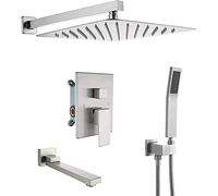 Brushed Brass Shower System - 3 Function Wall-Mounted Shower Set with Handheld Showerhead for Bathtubs Modern Bathroom Fixture for Enhanced Shower Experience