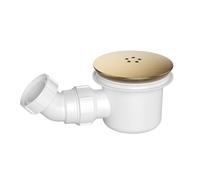 Brushed Brass Shower Trap 90mm - Easy Clean Shower Waste Trap for Enclosure Trays - Replacement 90mm Shower Drain Cover with 1½" Outlet - Shower Tray Waste Trap