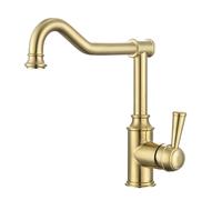 Brushed Brass Single Lever Traditional Monobloc Kitchen Mixer Tap - Enza Evelyn
