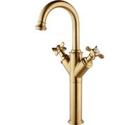 Brushed Brass Tall Crosshead Basin Mixer Tap - Camden